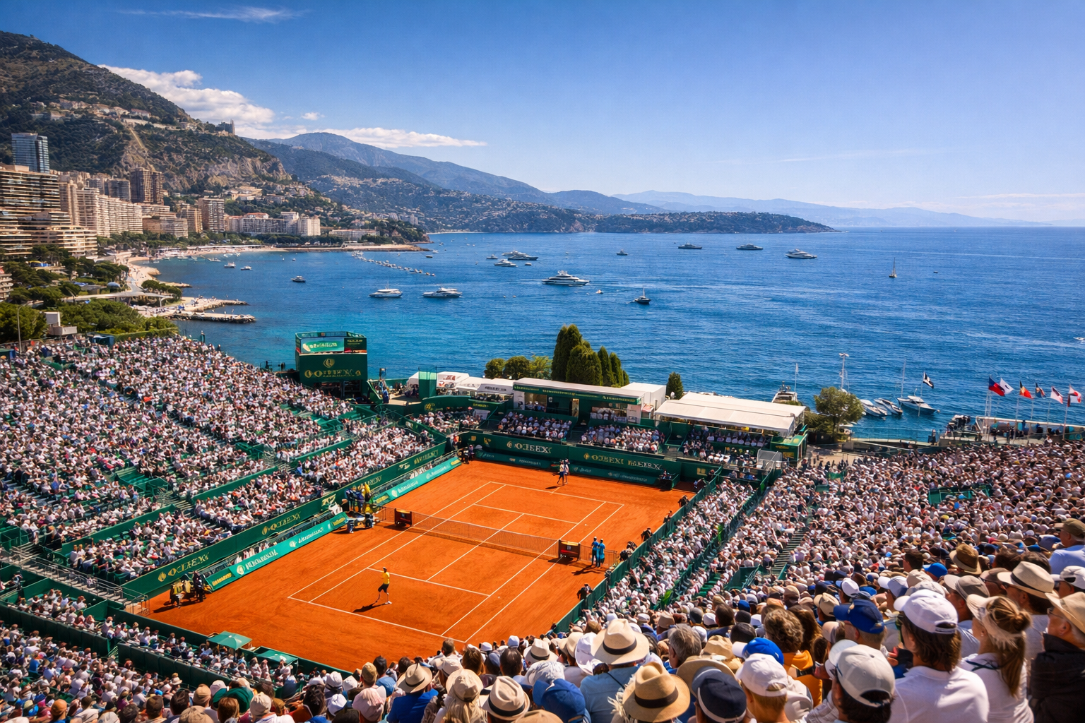 Rolex Monte Carlo Masters court terre battue Monaco vue mer